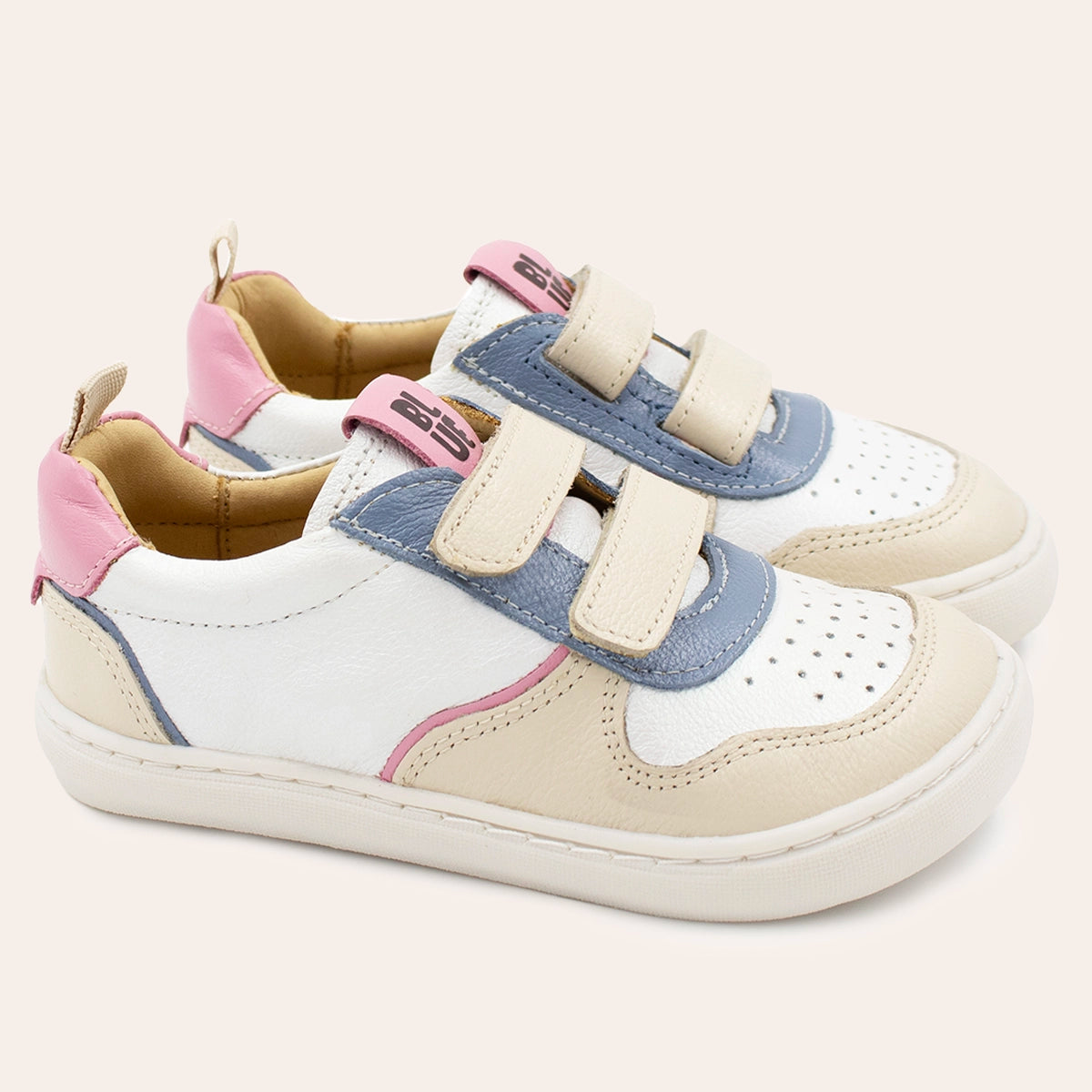 Adriana Infantil - Branco Perola /  Azul  e Rosa