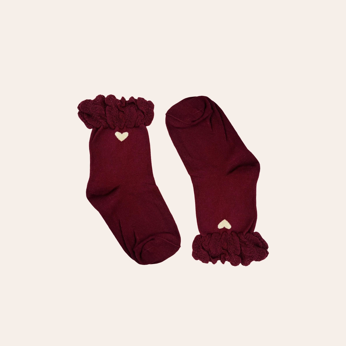 Meia Curta Infantil Babadinho Fru Fru Bordo