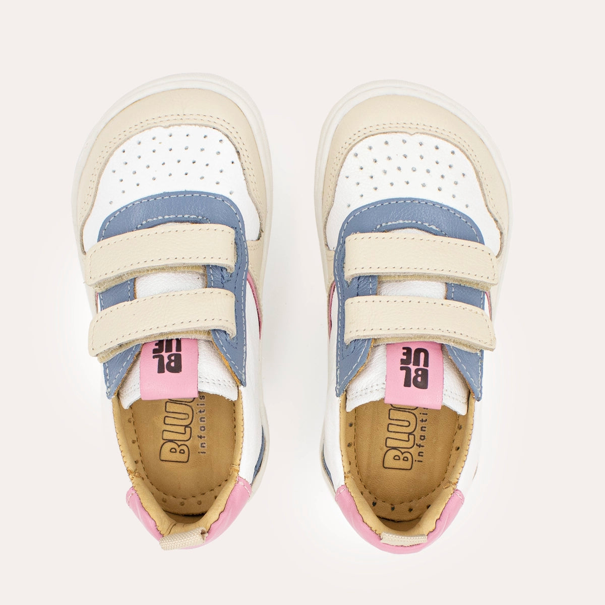 Adriana Infantil - Branco Perola /  Azul  e Rosa