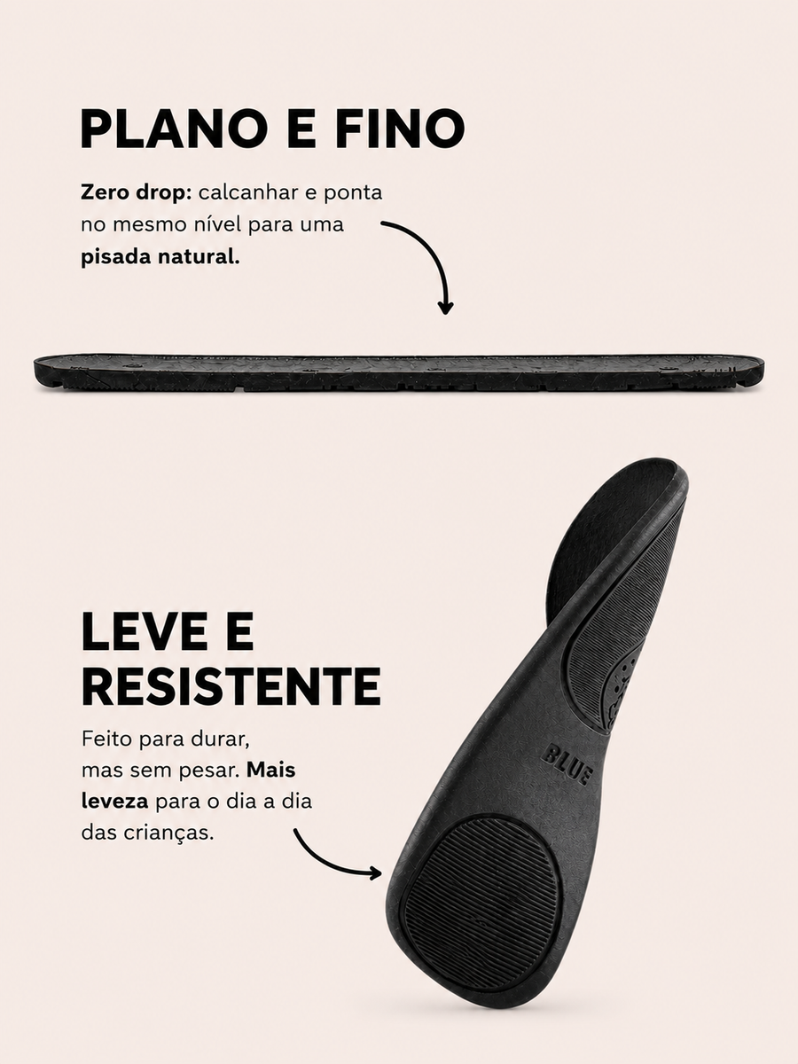 Solado fino e flex&iacute;vel do Clara - Preto Fosco