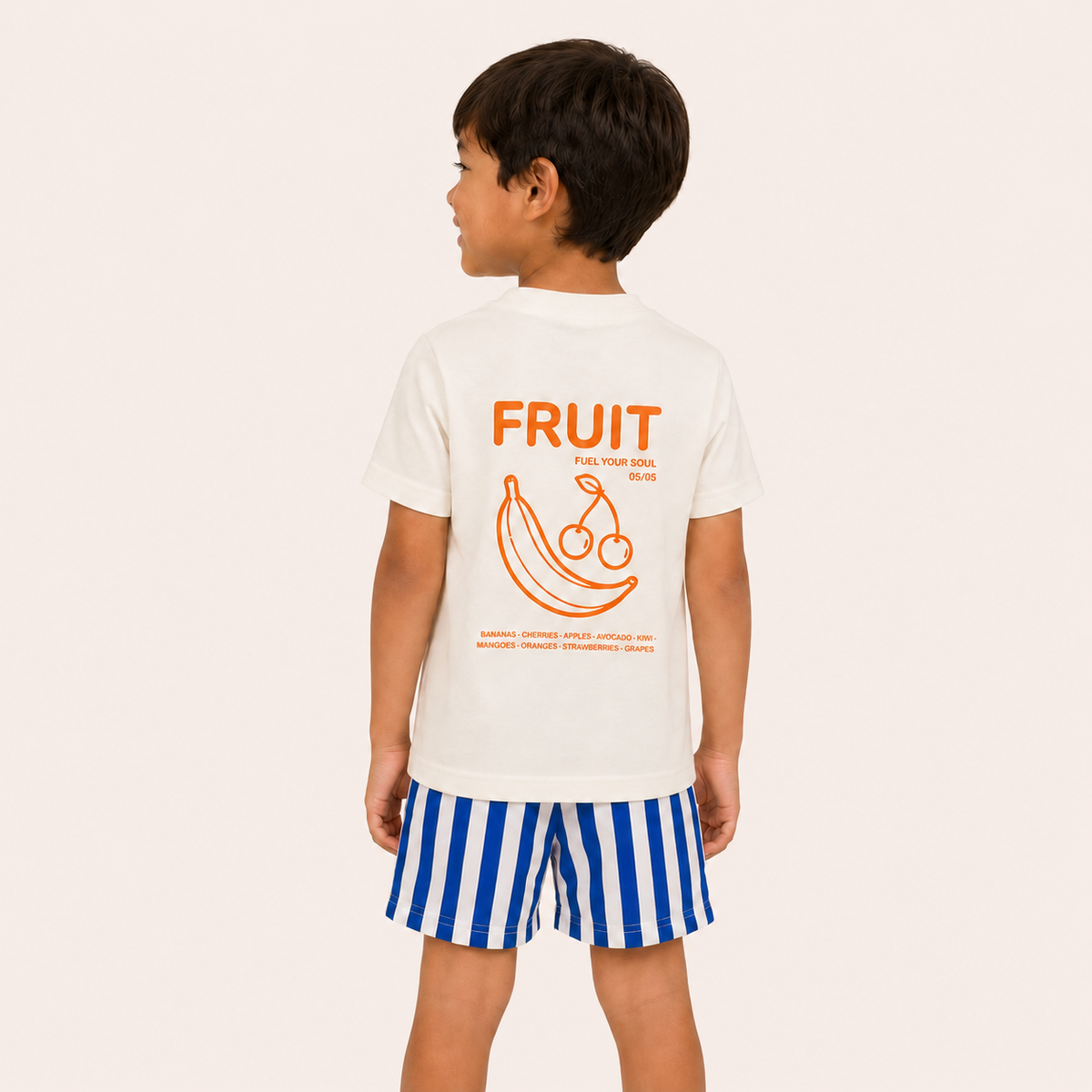 Conjunto Infanti Camiseta Fuit e Short Lista Azul