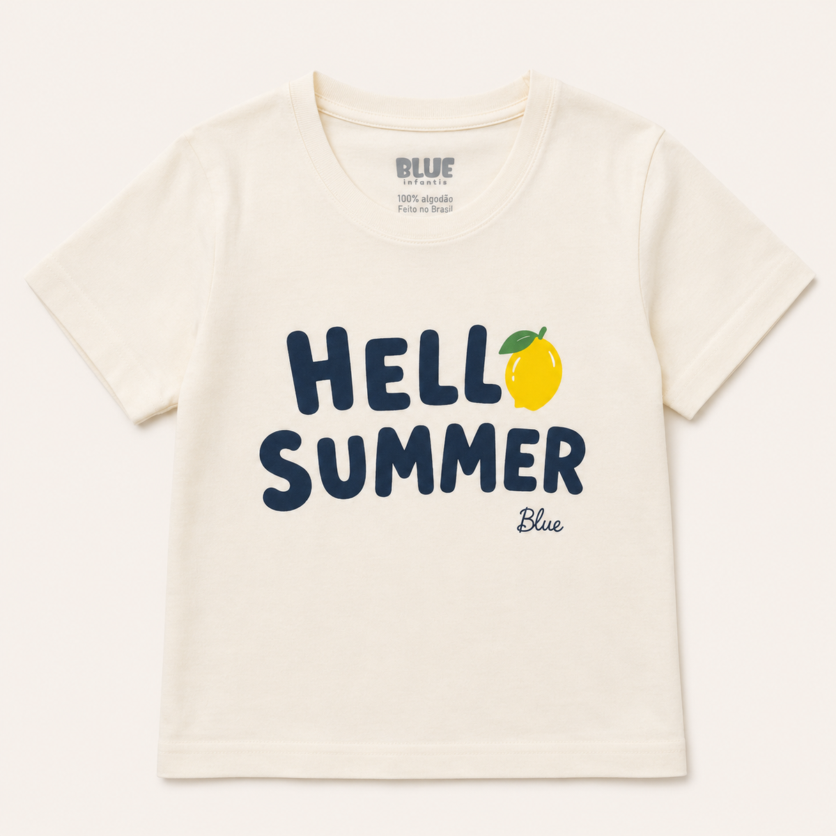 Conjunto Infantil Camiseta Hello Summer Camiseta e Short Listra Marinho